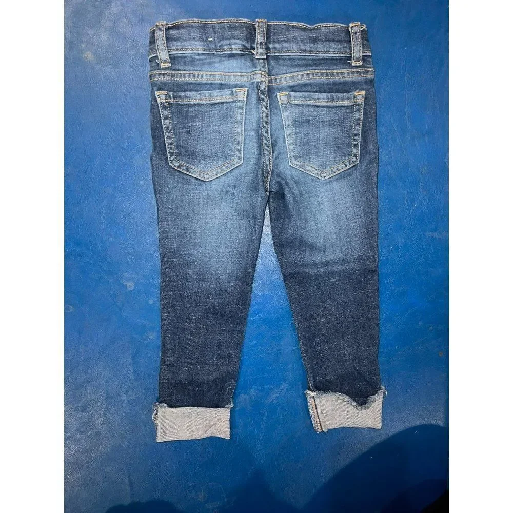 Girls Distressed Roll Cuff Straight Jeans - Miley Wash (5)